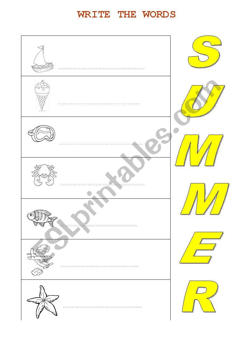 SUMMER worksheet