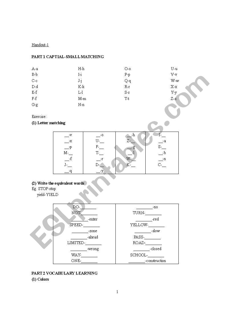 learn colors worksheet