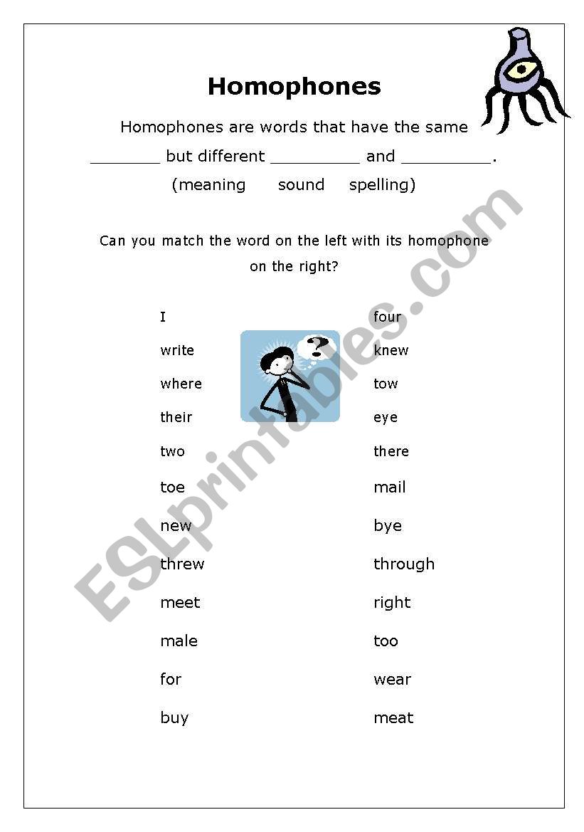 homophones worksheet