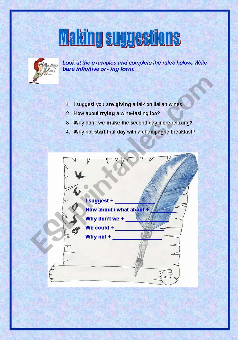 Making suggestions worksheet