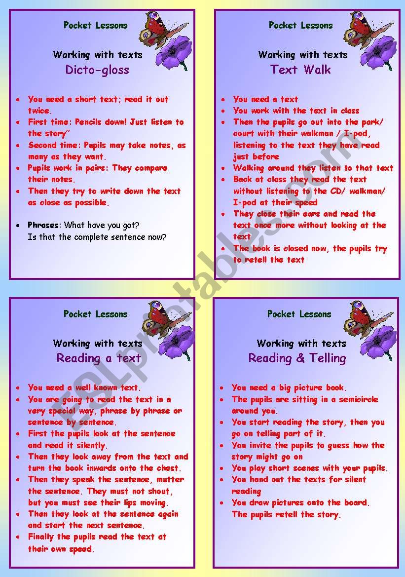 Pocket Lessons worksheet