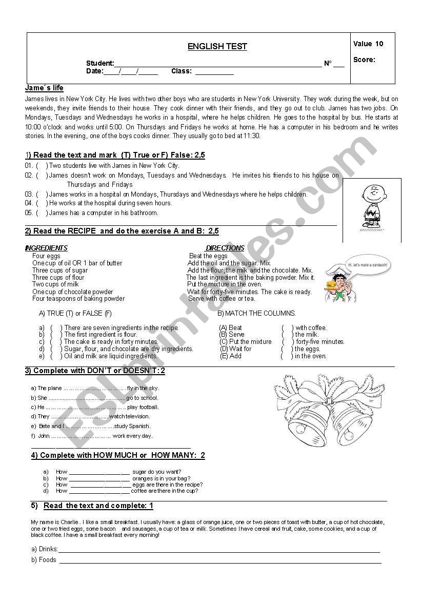 ENGLISH TEST  worksheet