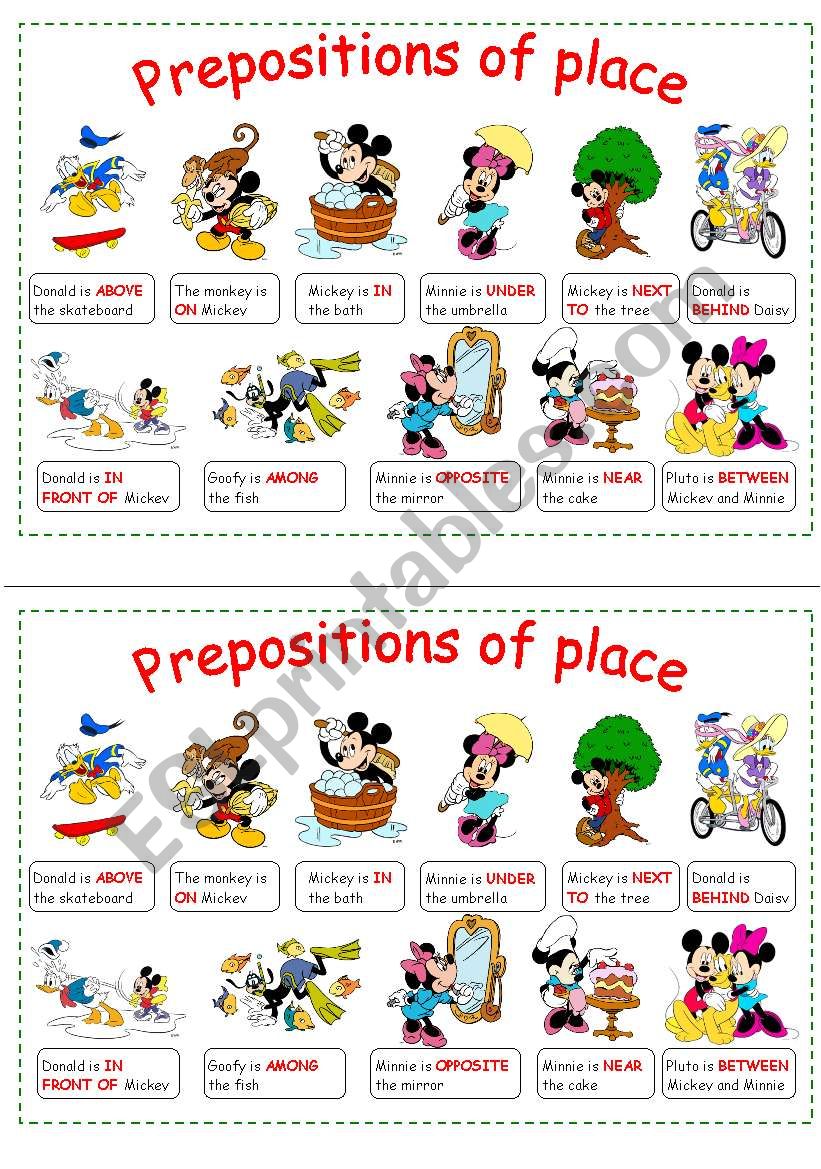 PREPOSITIONS OF PLACE worksheet