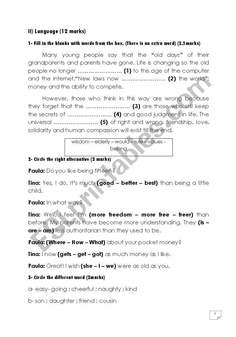 language practice worksheet