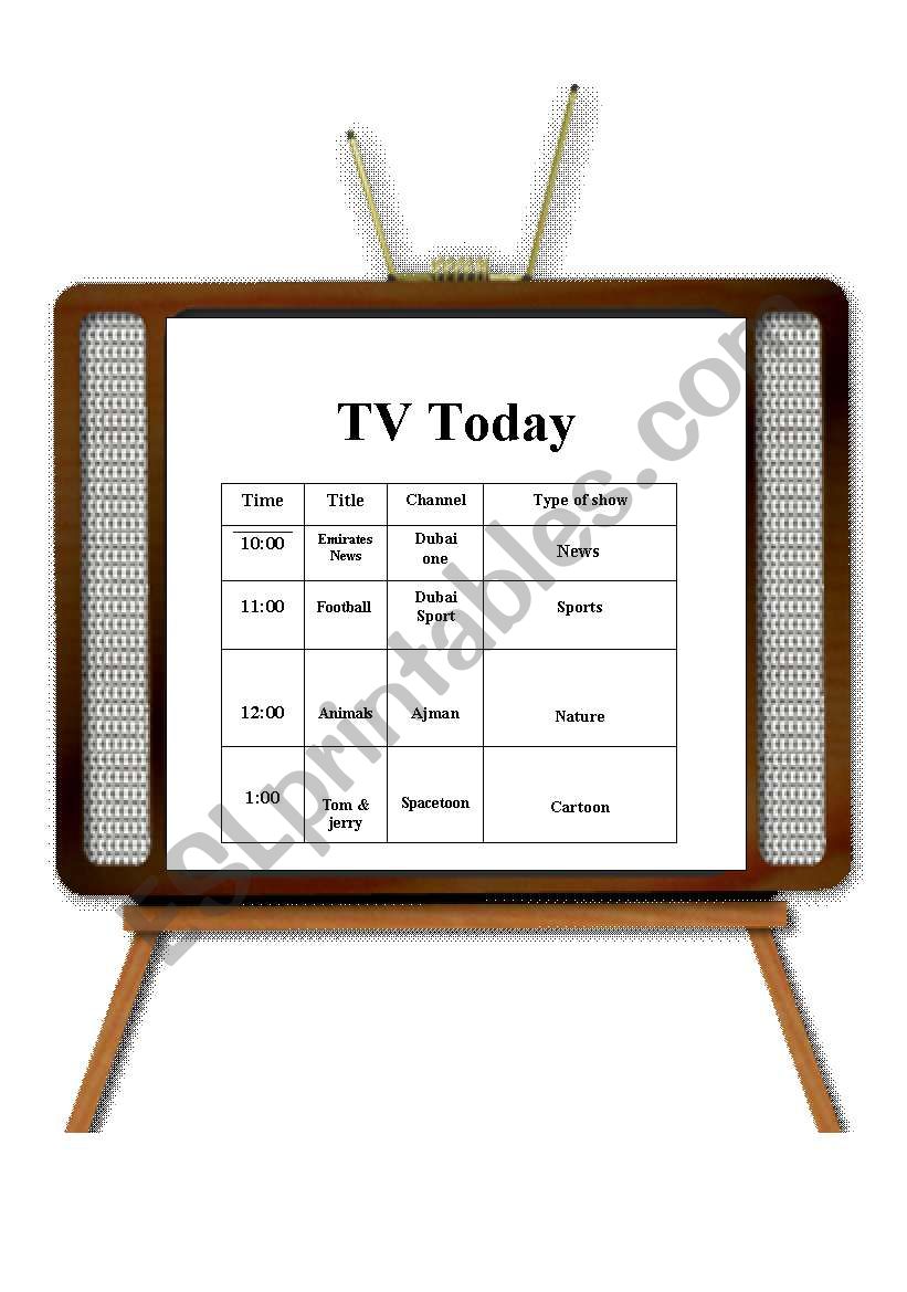 TV Schedule worksheet