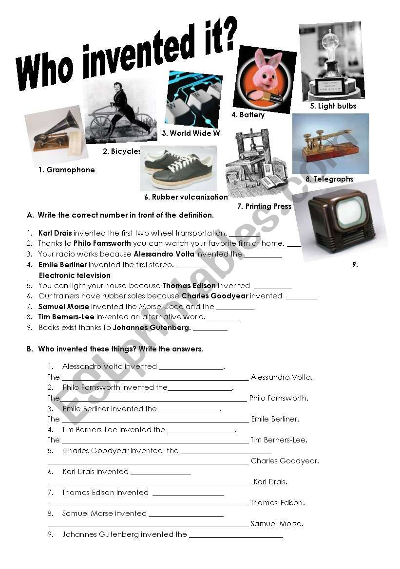 Inventions and passive voice worksheet