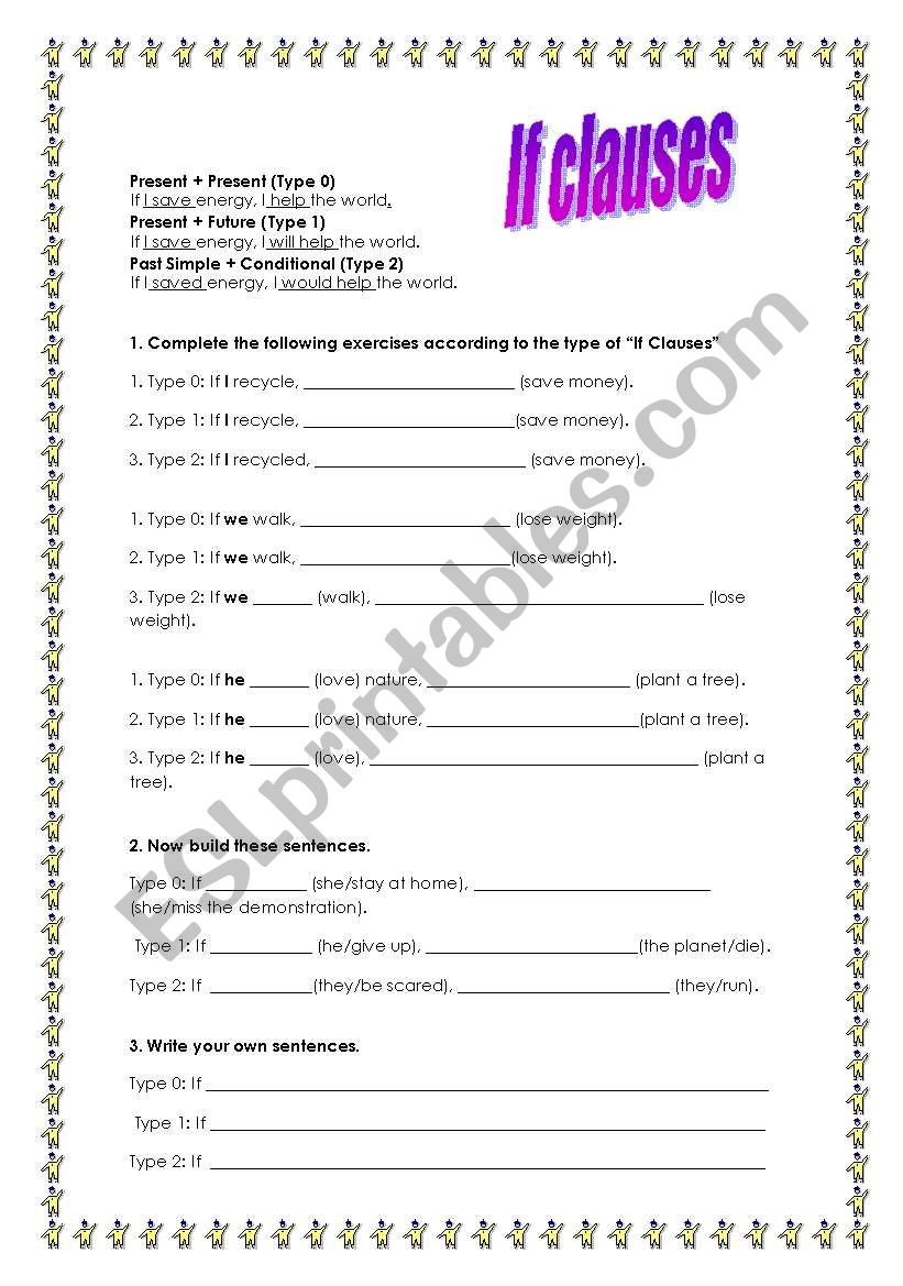 If clauses exercises worksheet
