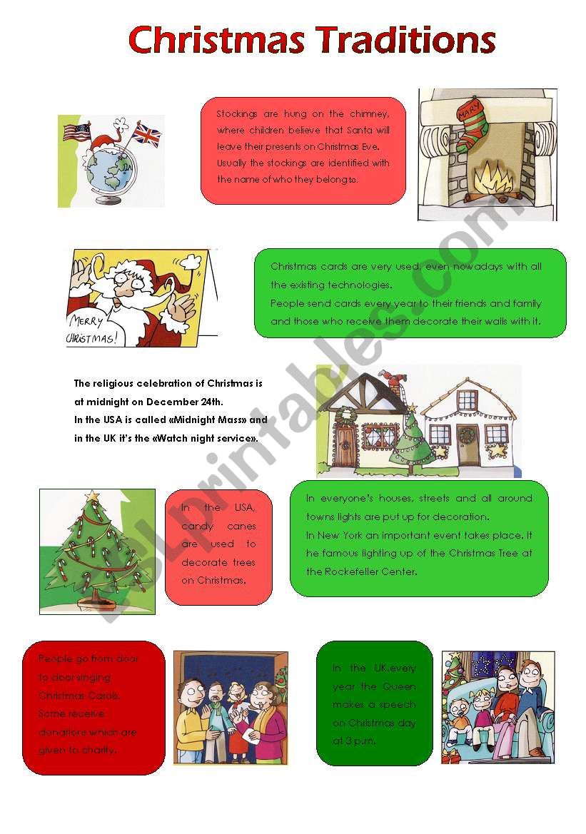 Christmas traditions worksheet