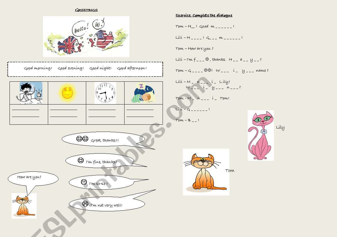 Greetings and how are you? worksheet