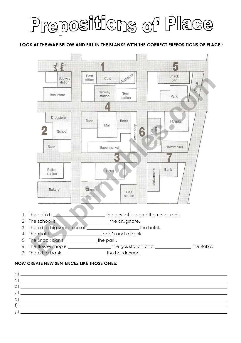 Prepositions of Place - City Map