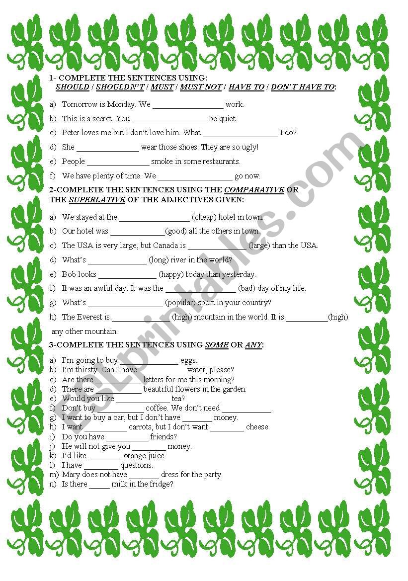 Review for elementary students- Answer key included