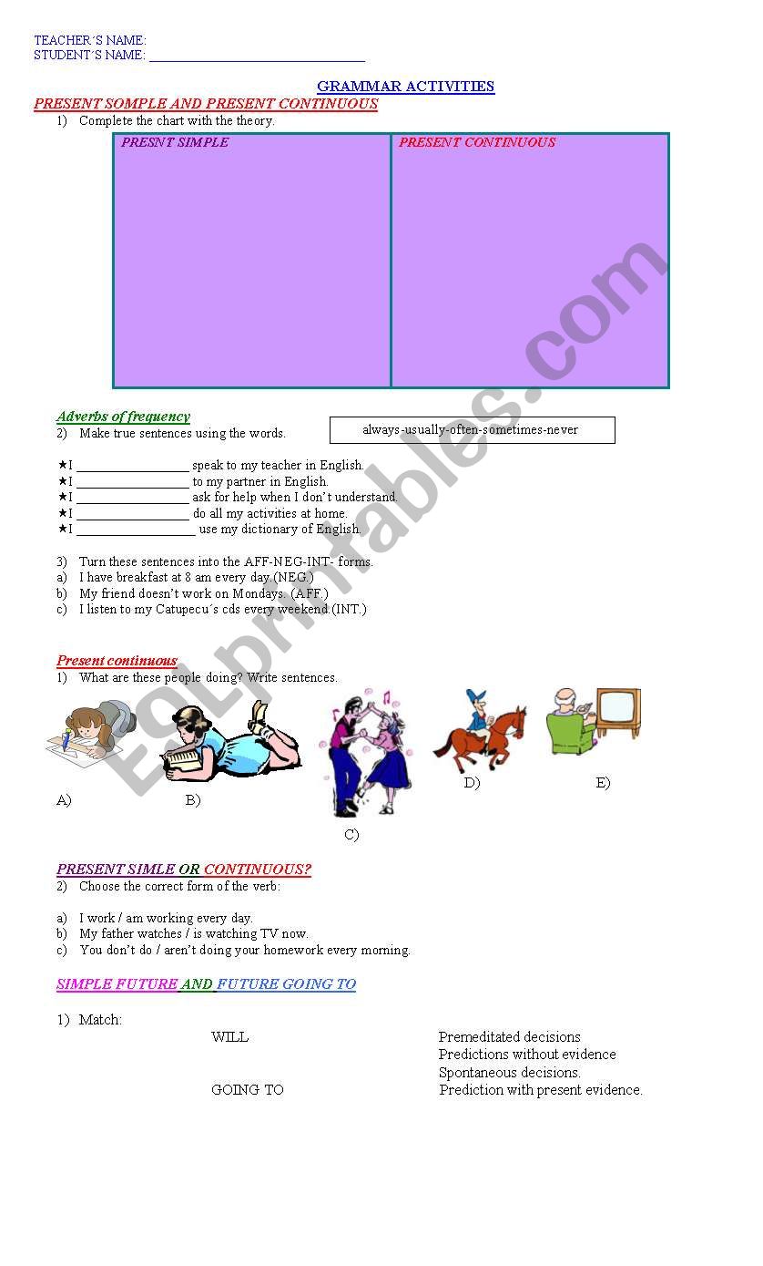 REVISION TENSES worksheet