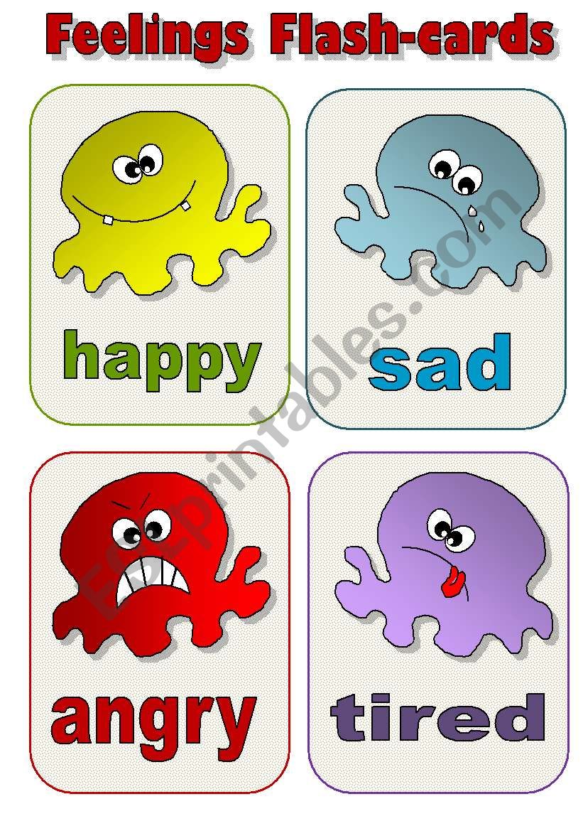 FEELINGS FLAS-CARDS! - a set of 12 EDITABLE!!!!!! flash-cards for kids