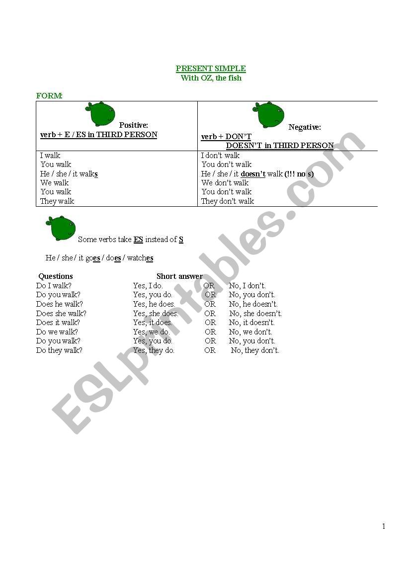 present simple  worksheet