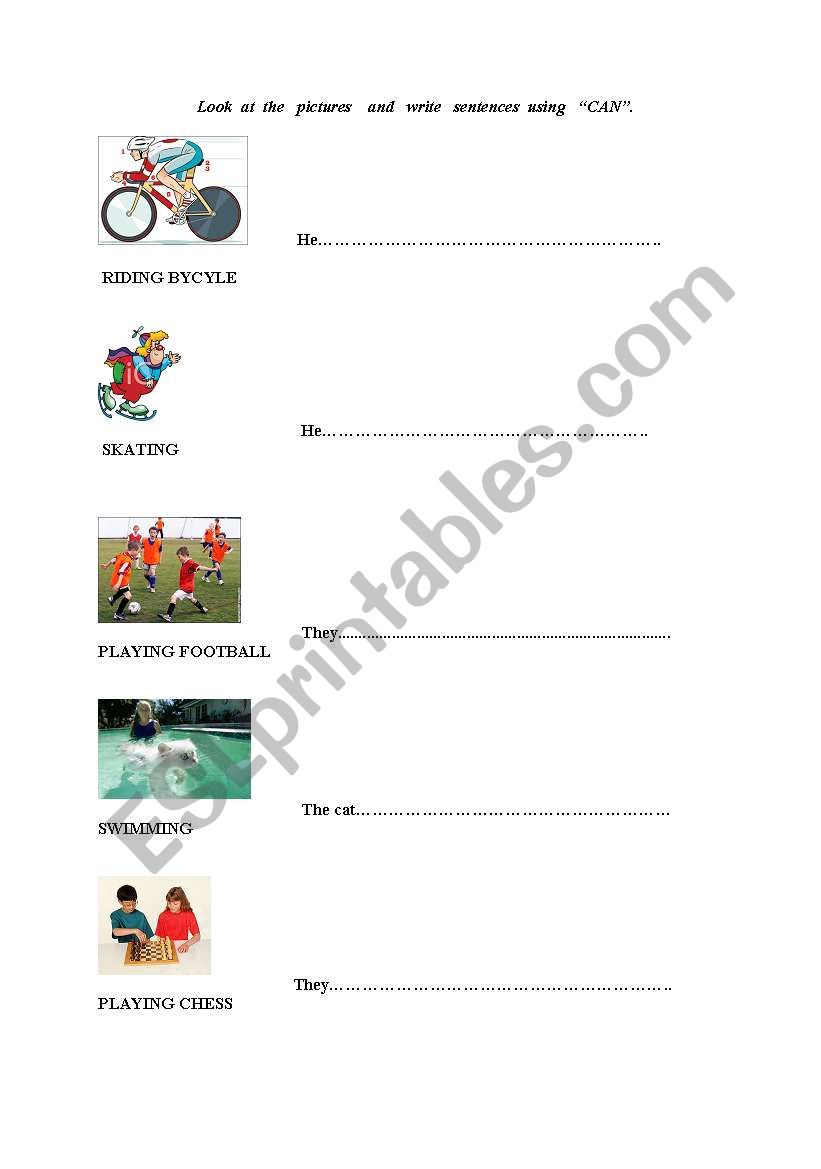 Worksheet for Ability CAN worksheet