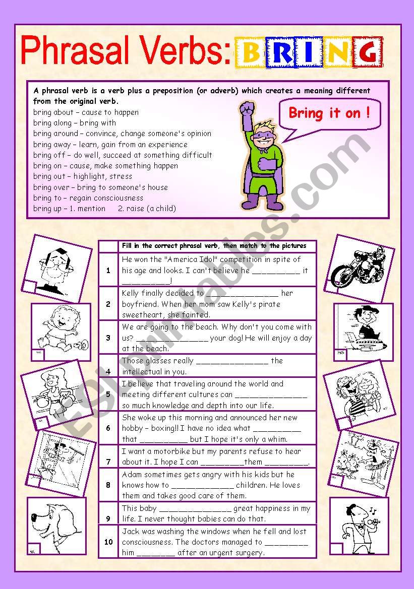 Phrasal verbs (9/10): BRING worksheet