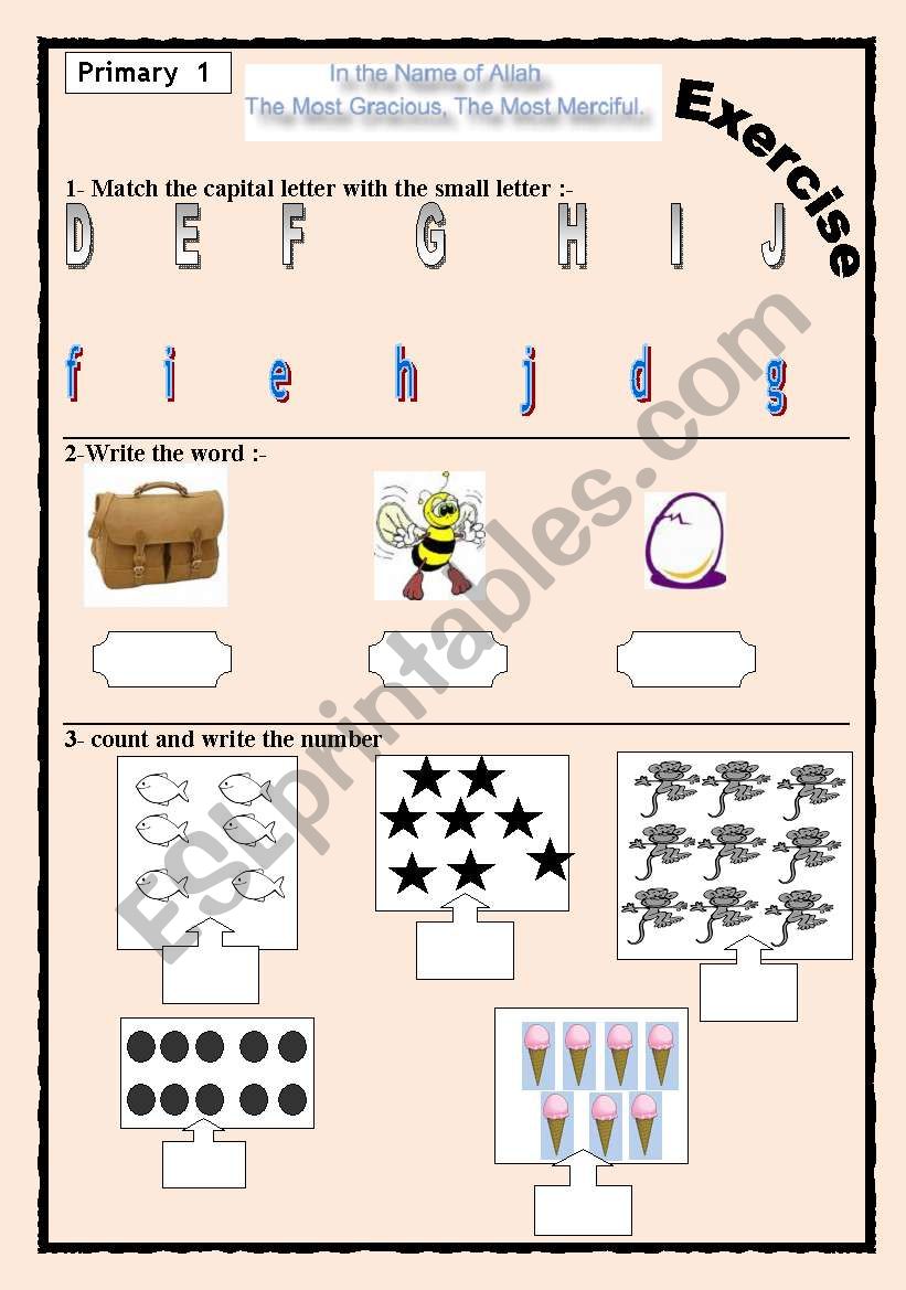  primary one exercise worksheet