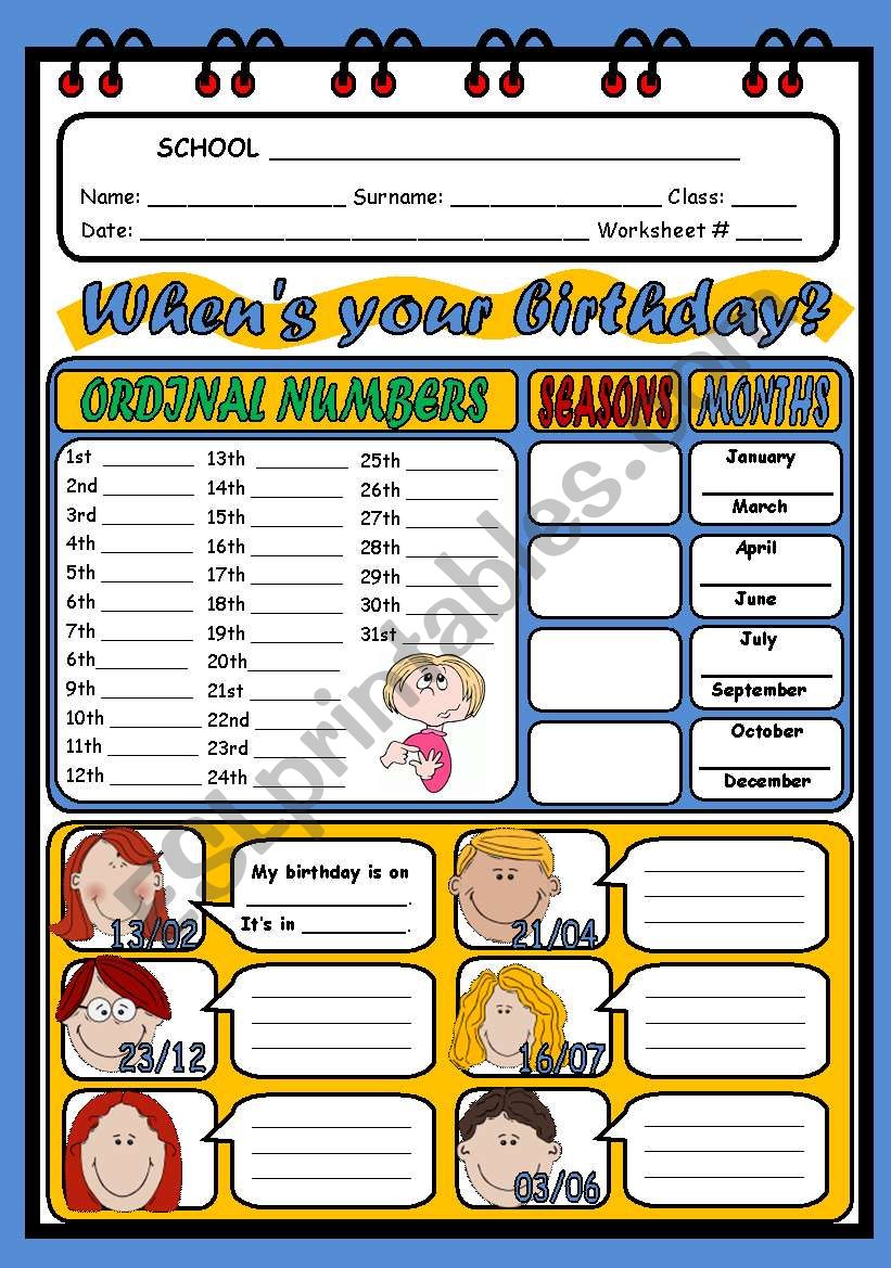 WHENS YOUR BIRTHDAY? worksheet