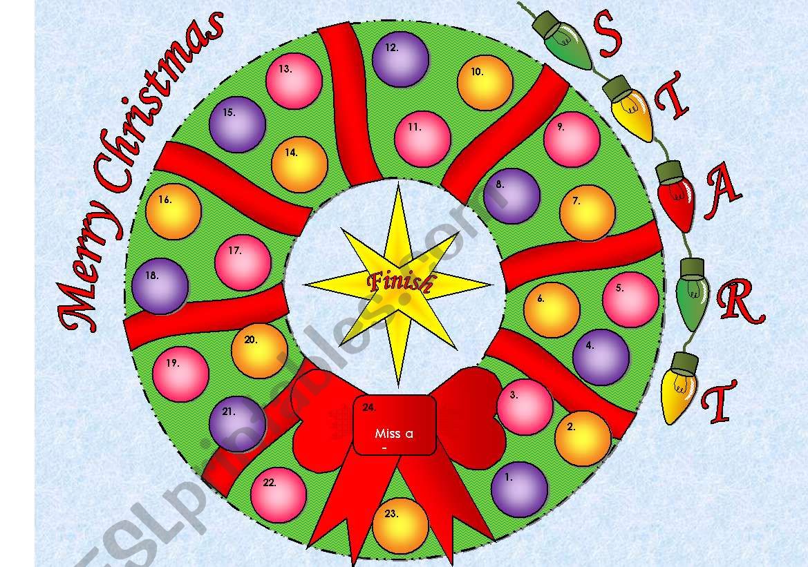 Christmas Wreath Board Game with 56 Question Cards