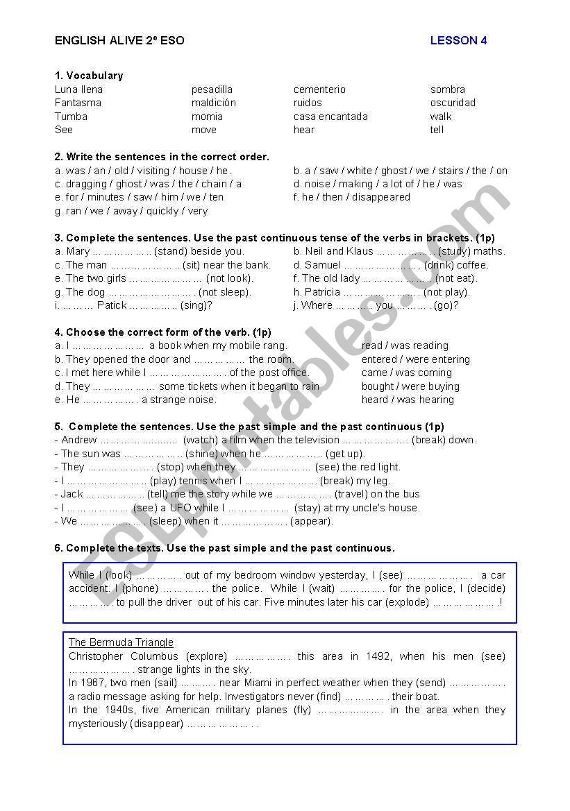 ENGLISH ALIVE 2 ESO - PRACTICE TEST - UNIT 4