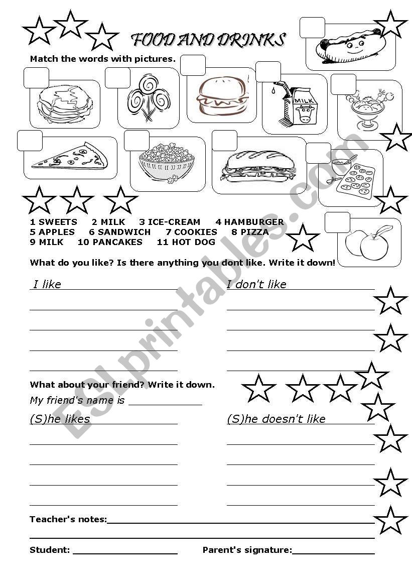 FOOD AND DRINKS worksheet