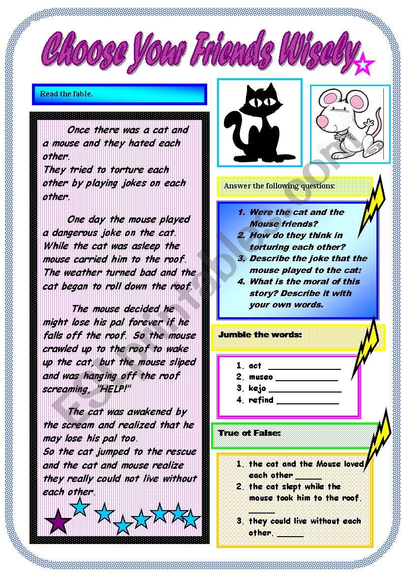 choose your friends wisely worksheet