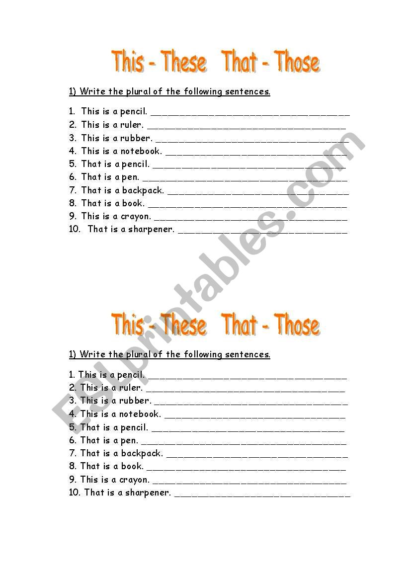 Demonstrative Pronouns - Plural and Singular