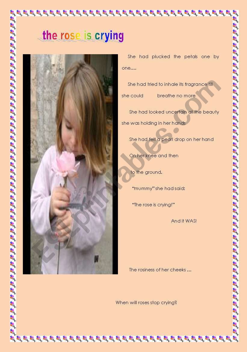 The rose is crying  worksheet