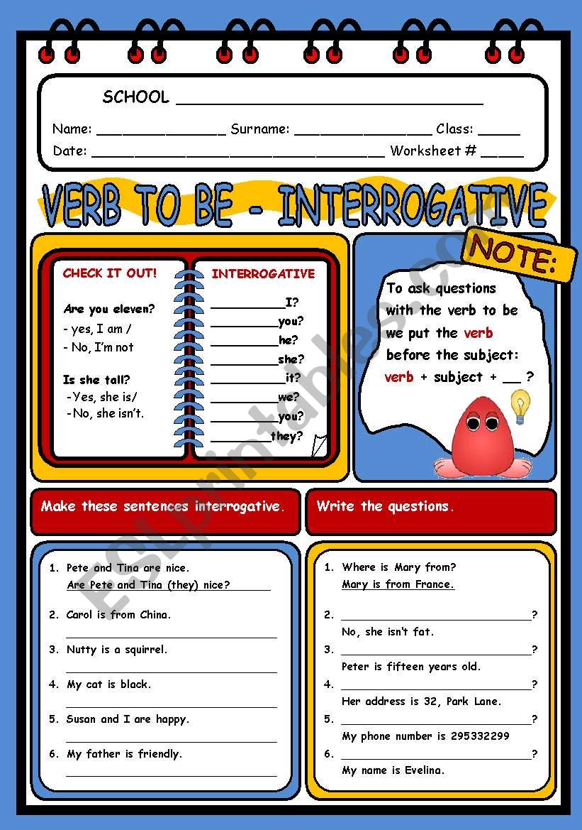 VERB TO BE 2 worksheet