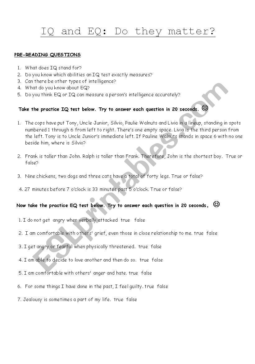 IQ and EQ conversation activity