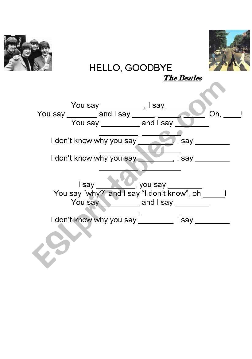 Hello, Goodbye / Beatles worksheet