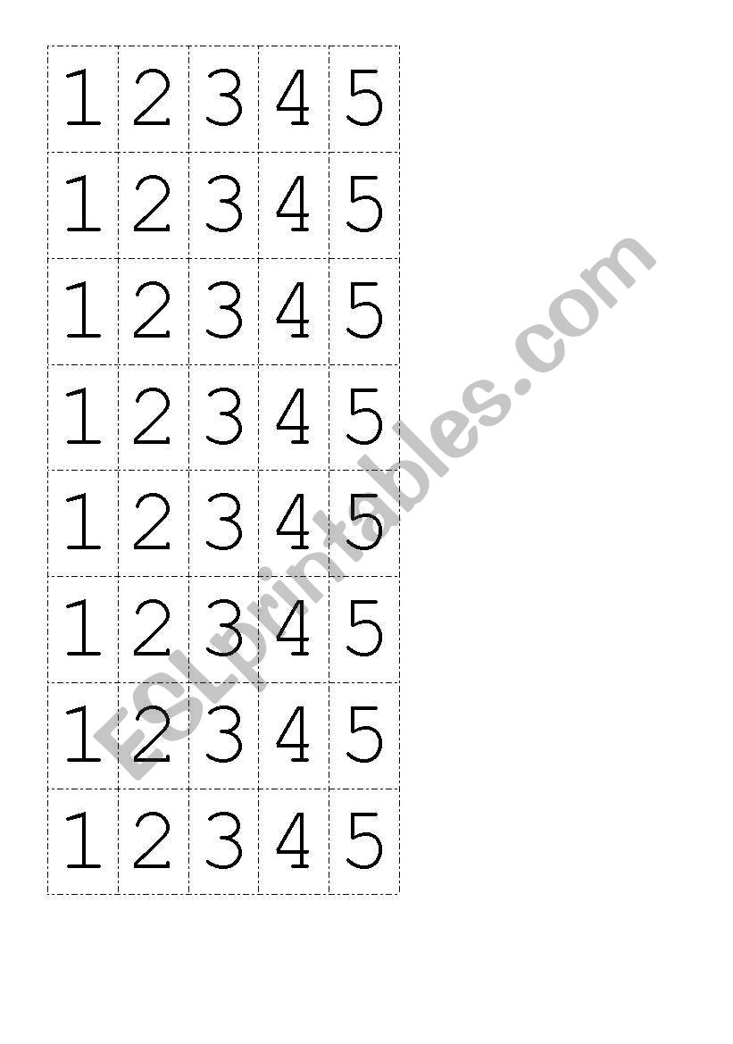 numbers worksheet