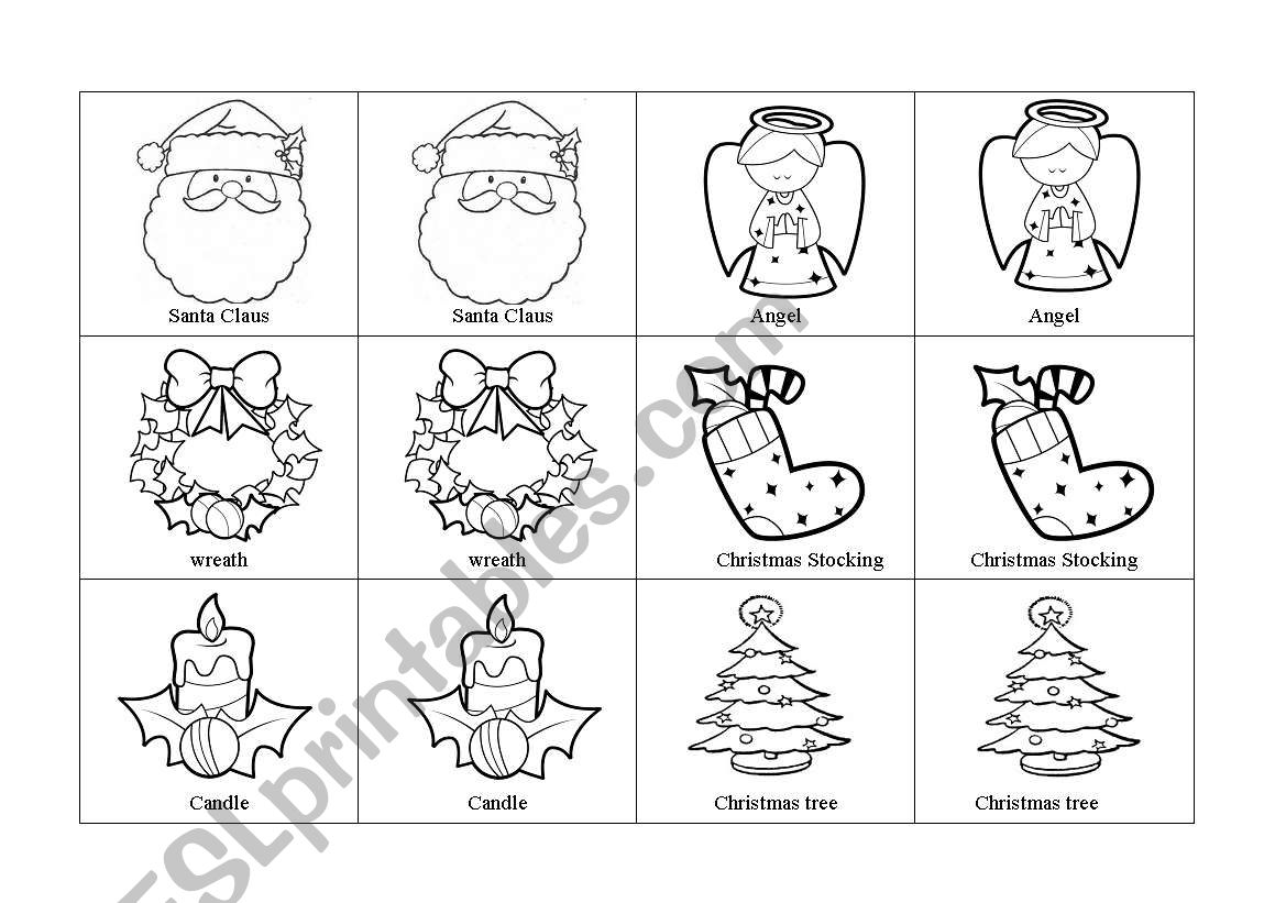 Christmas memory game worksheet