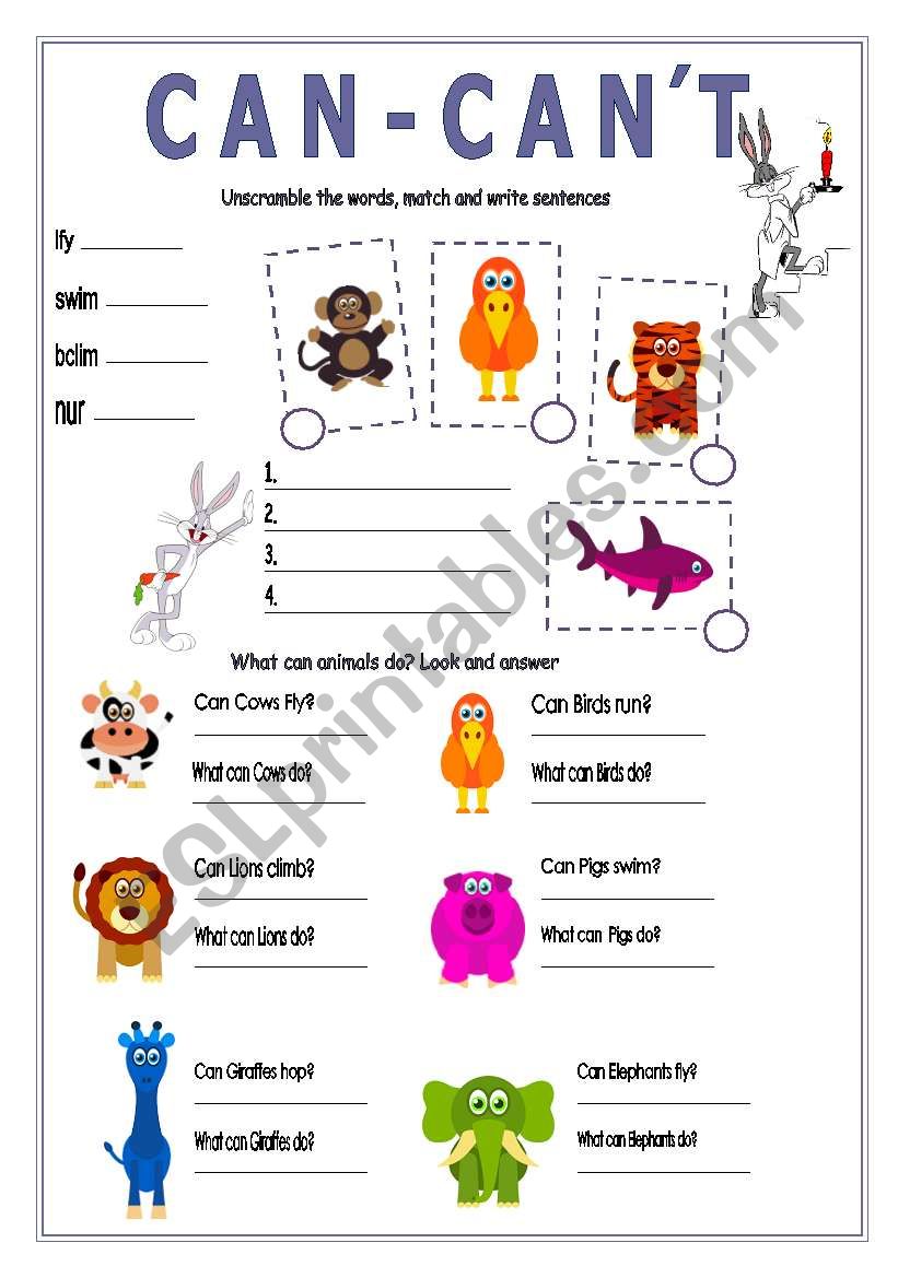 CAN & CAN´T - - ESL worksheet by lolelozano