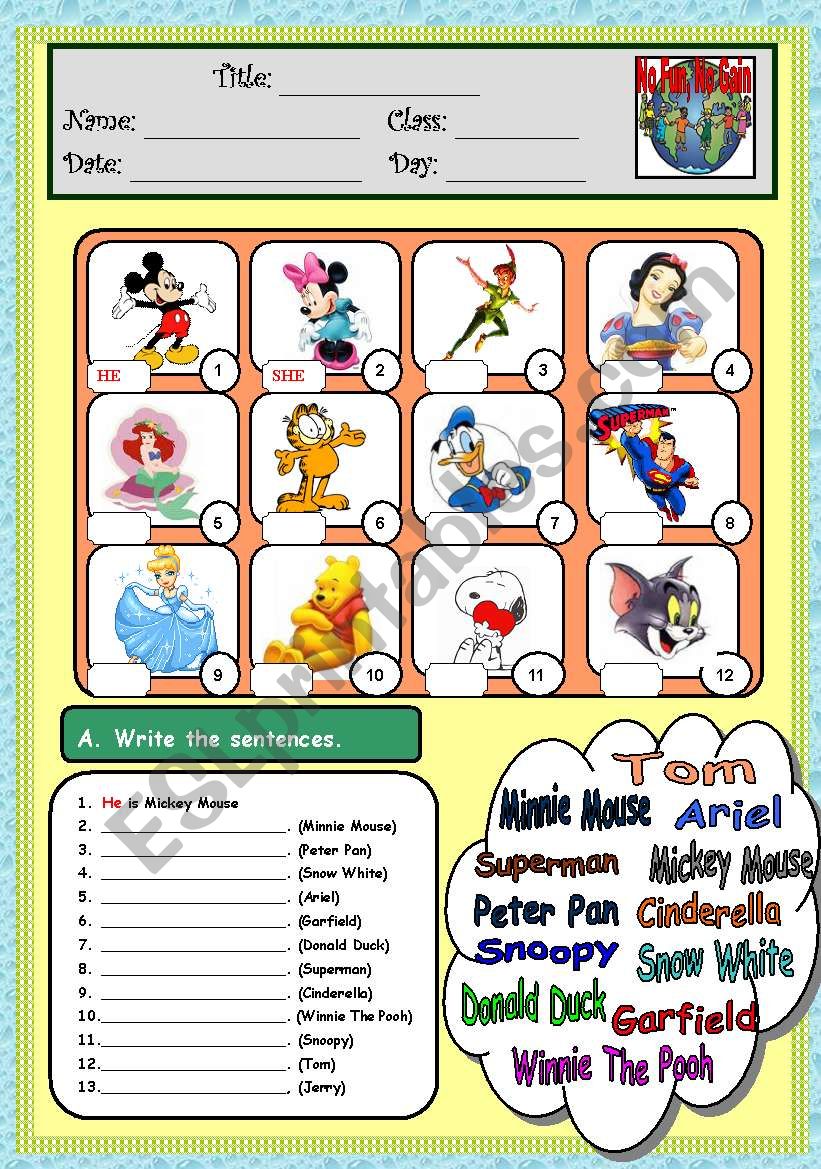 Disney Characters worksheet