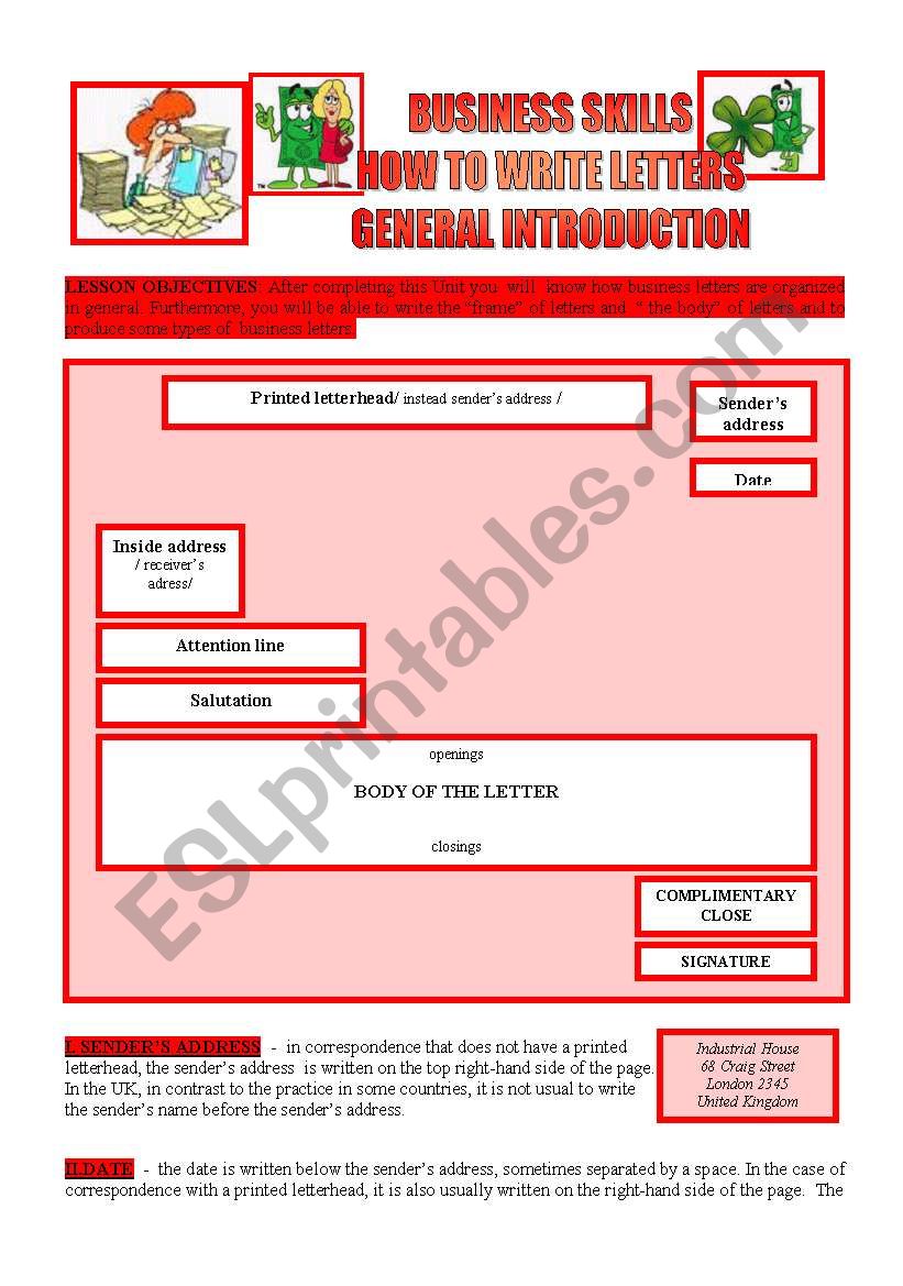 HOW TO WRITE LETTERS worksheet