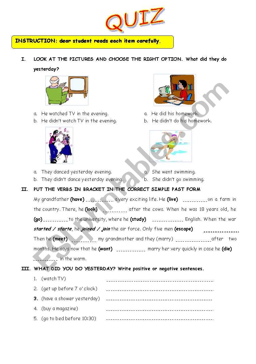 PAST SIMPLE worksheet