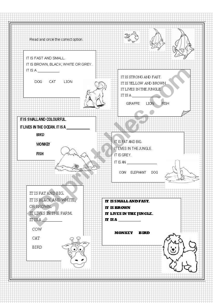 Descriptions - Animals worksheet