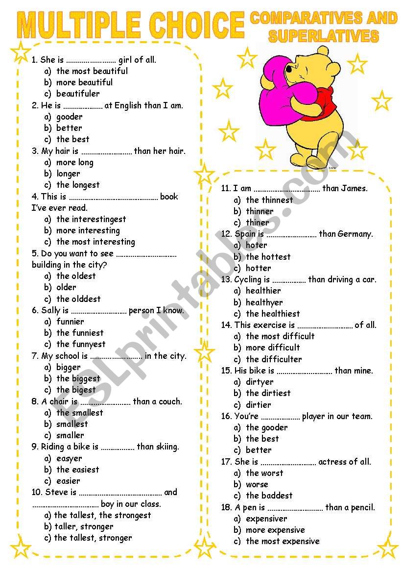 MULTIPLE CHOICE 7 COMPARATIVES AND SUPERLATIVES