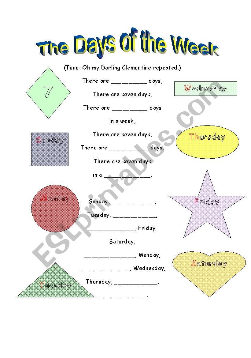 Days of the Week Part 2 - Fill in the Blanks