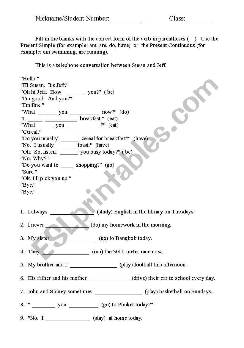 present progressive vs present tense quiz