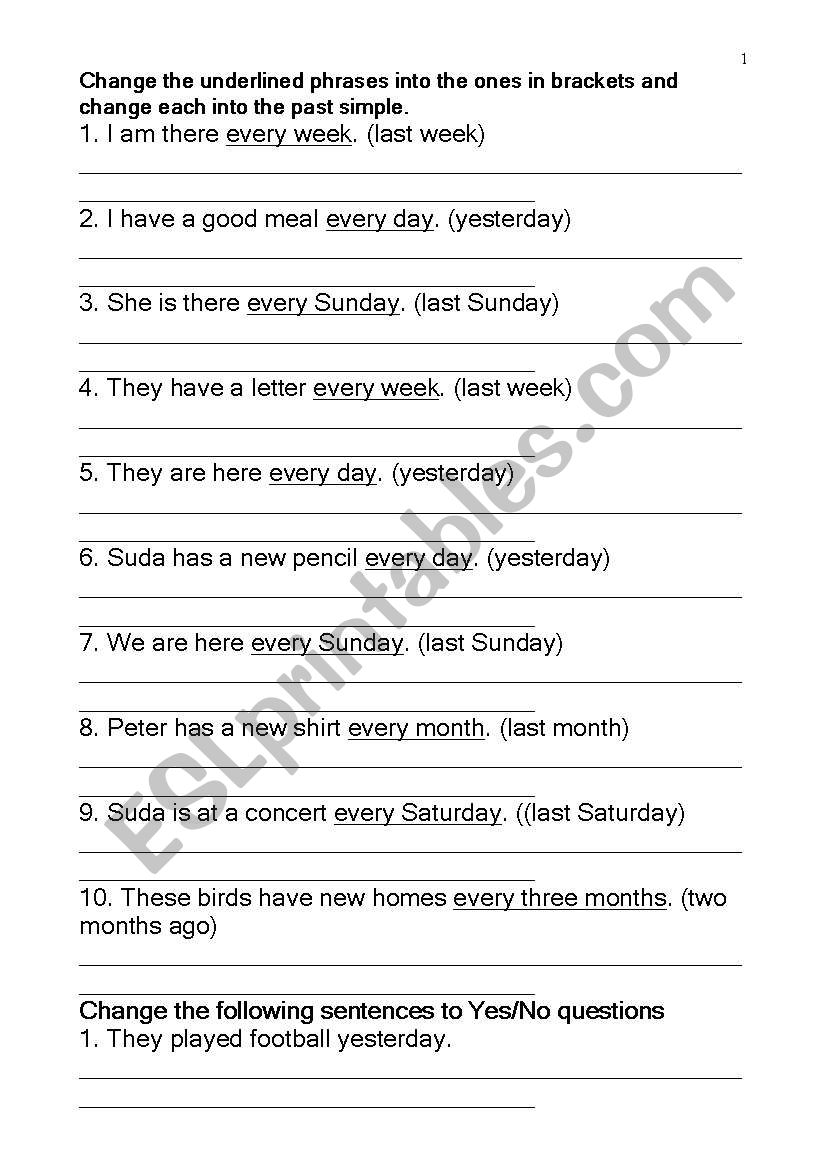 Past Simple Tense Exercise  worksheet