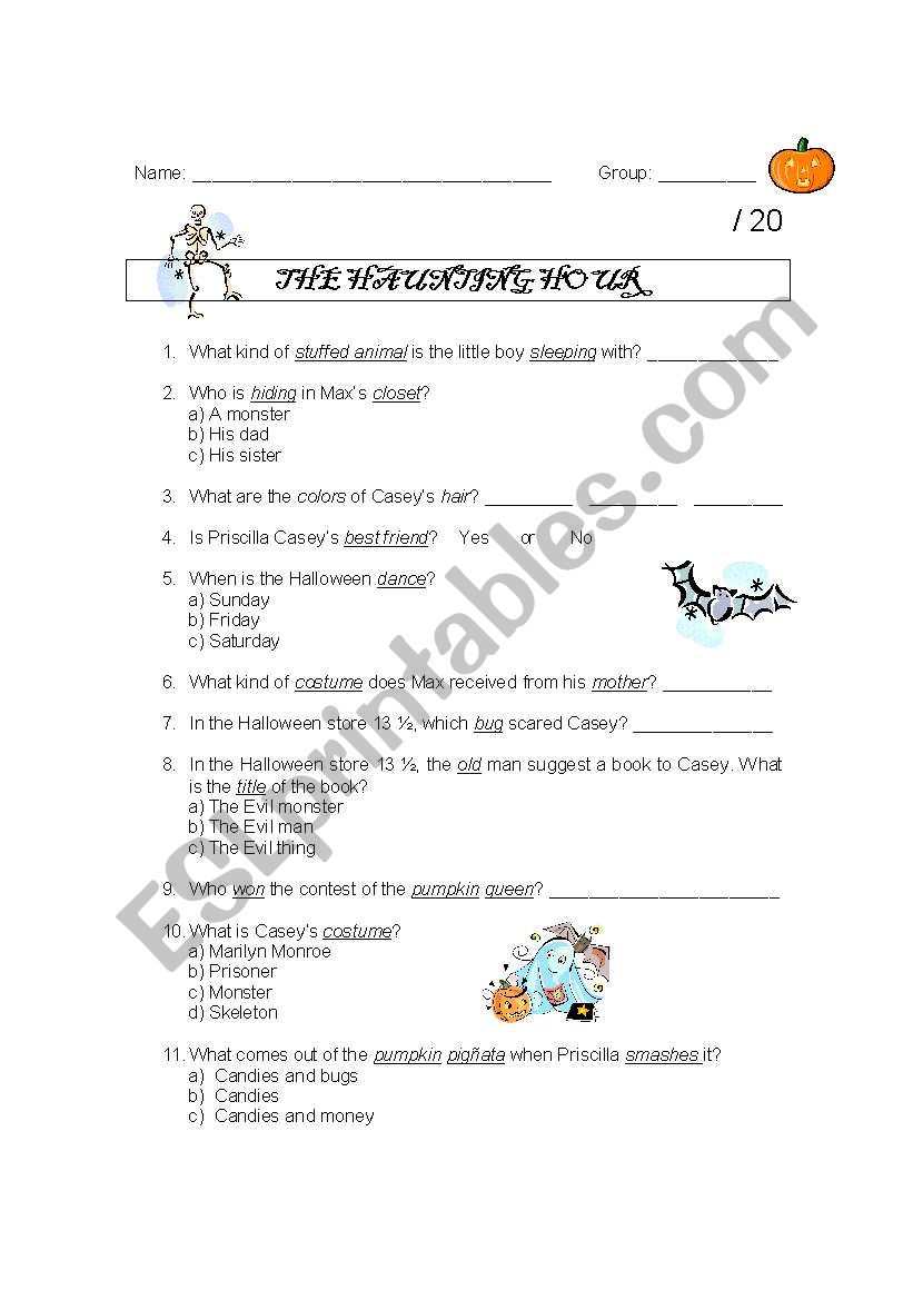 The haunting hour worksheet