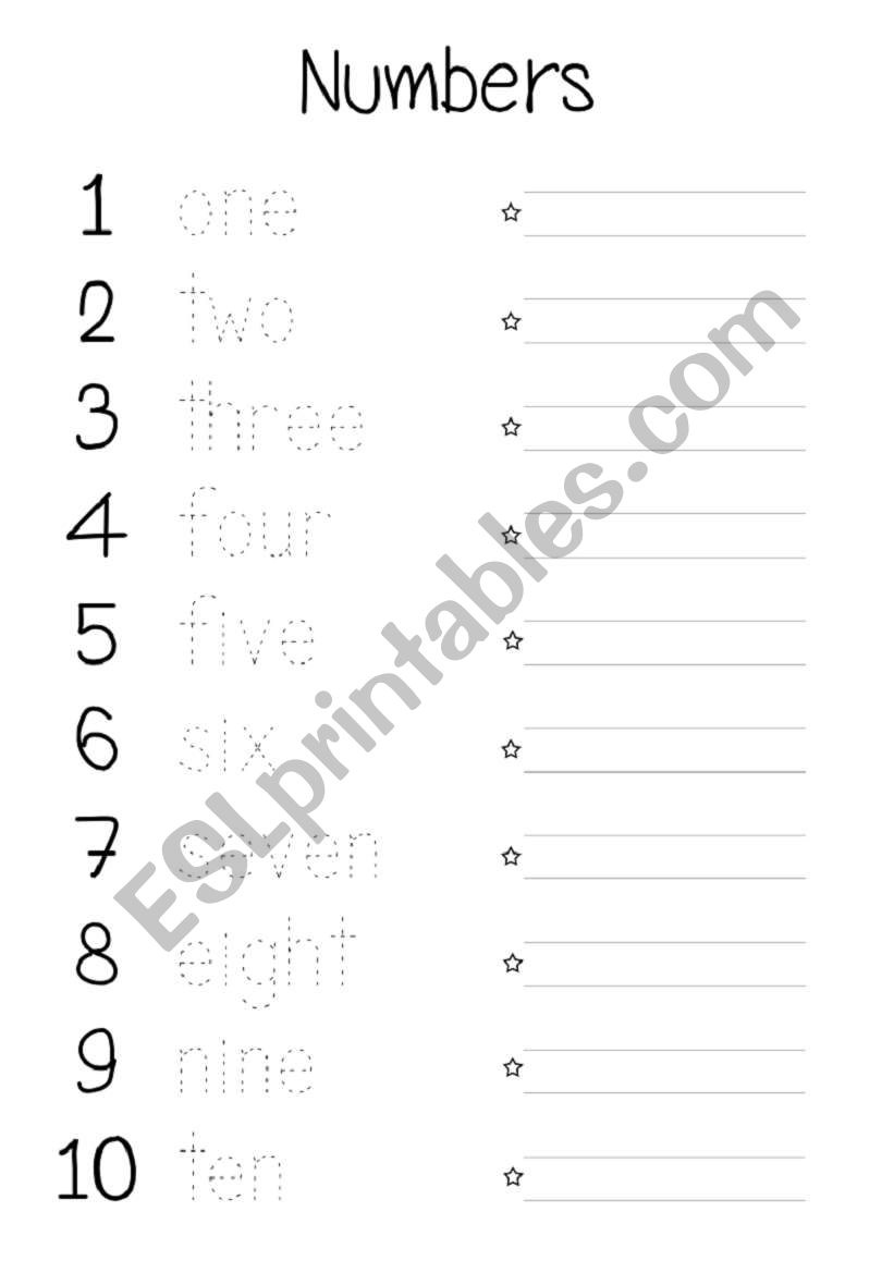 Numbers worksheet