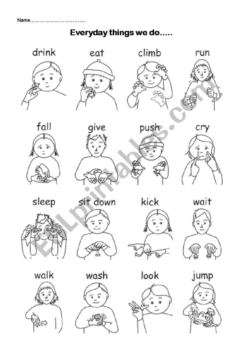 Everyday things we do (VERBS) worksheet