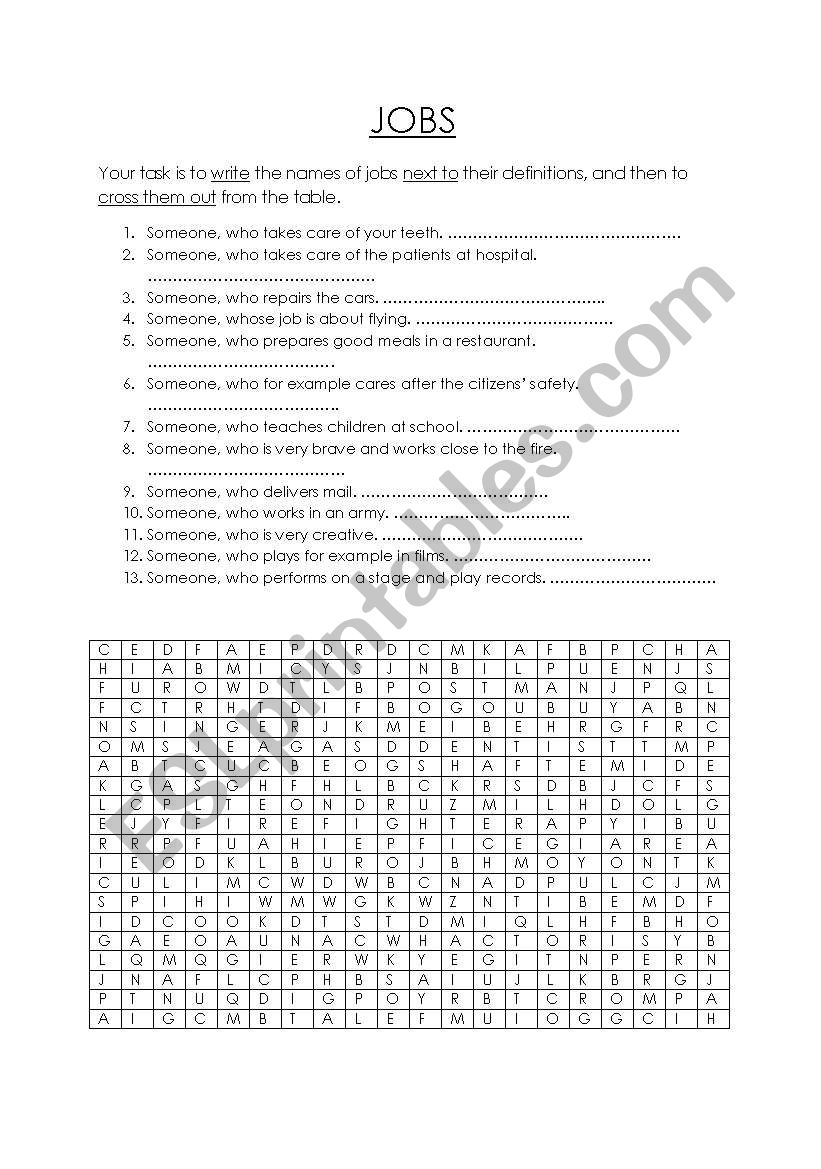 JOBS worksheet
