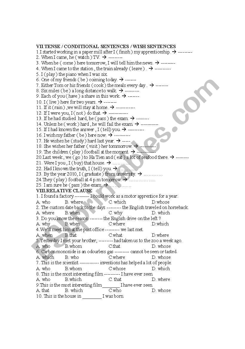 conditional sentences worksheet