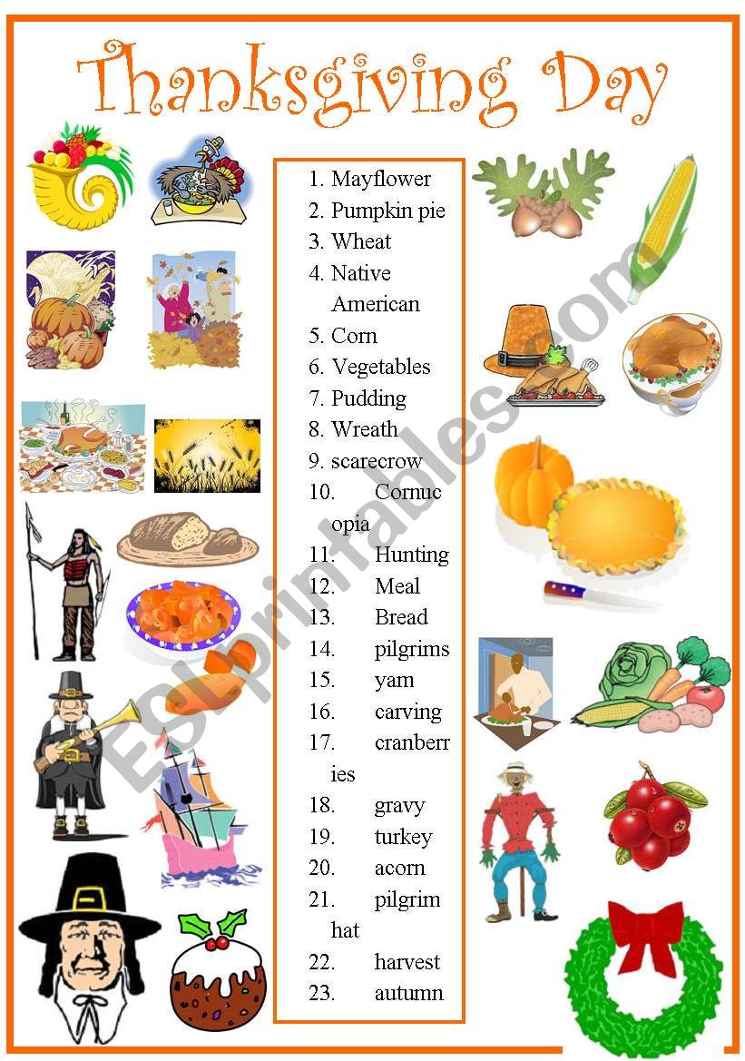 Thanksgiving Day Esl Worksheet By Tomka