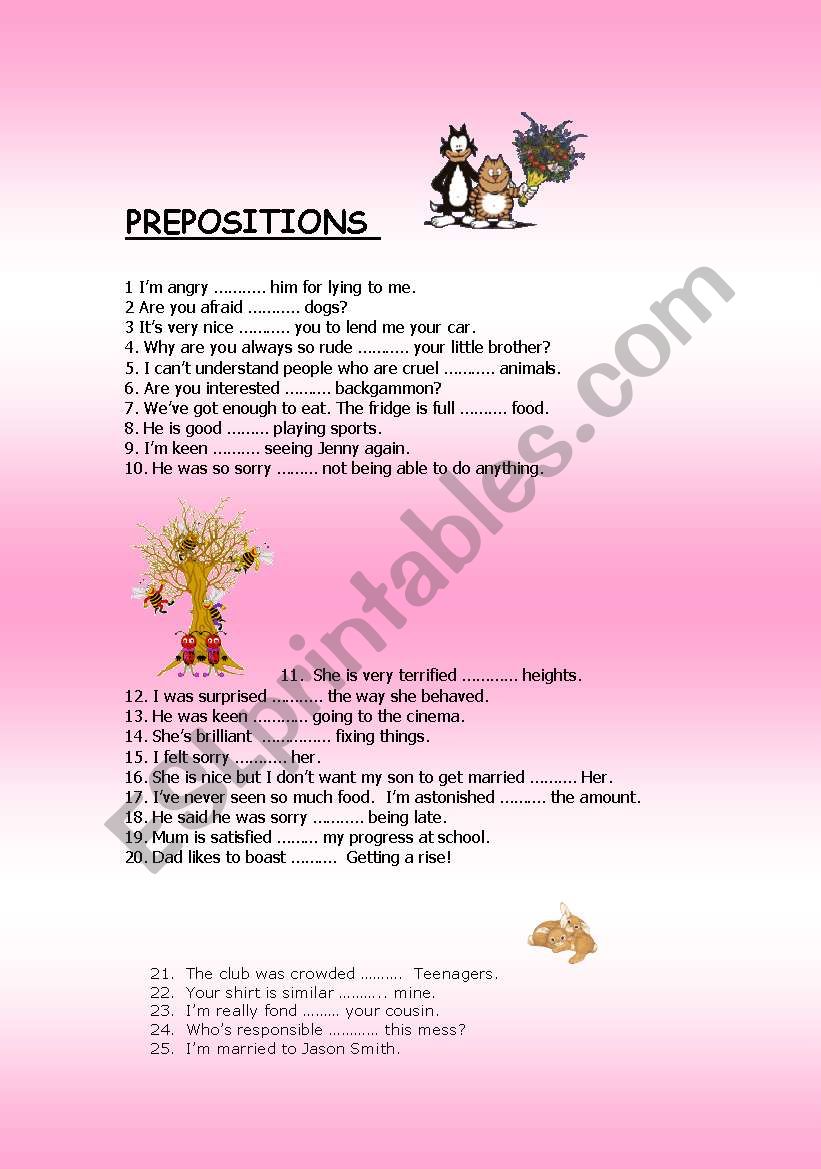 PREPOSTIONS worksheet