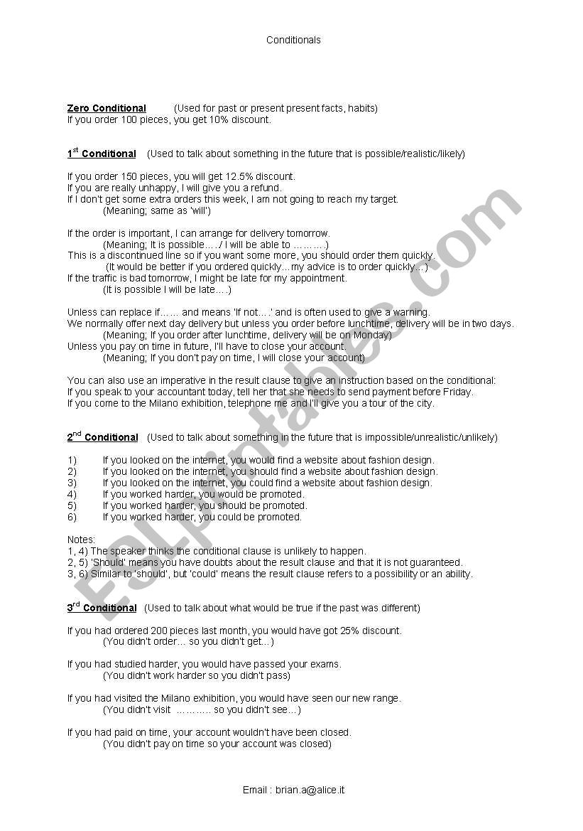 Conditionals worksheet